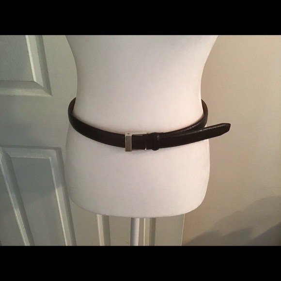 WOMENS DK BROWN RALPH LAUREN EMBOSSED CROC BELT- M - Picture 4 of 8